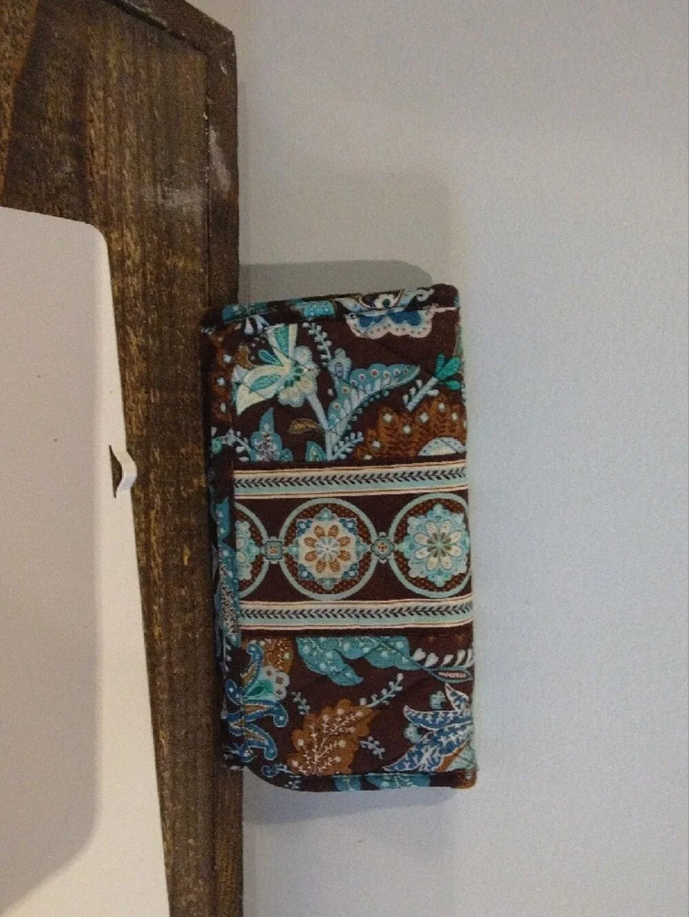 Vera Bradley Teal and Brown Paisley Quilted Wallet - Picture 3 of 7